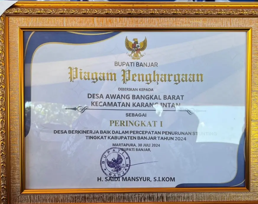 Inspirasi dari Banjar: Desa Awang Bangkal Barat Sukses Raih Peringkat 1 Percepatan Penurunan Stunting 2024